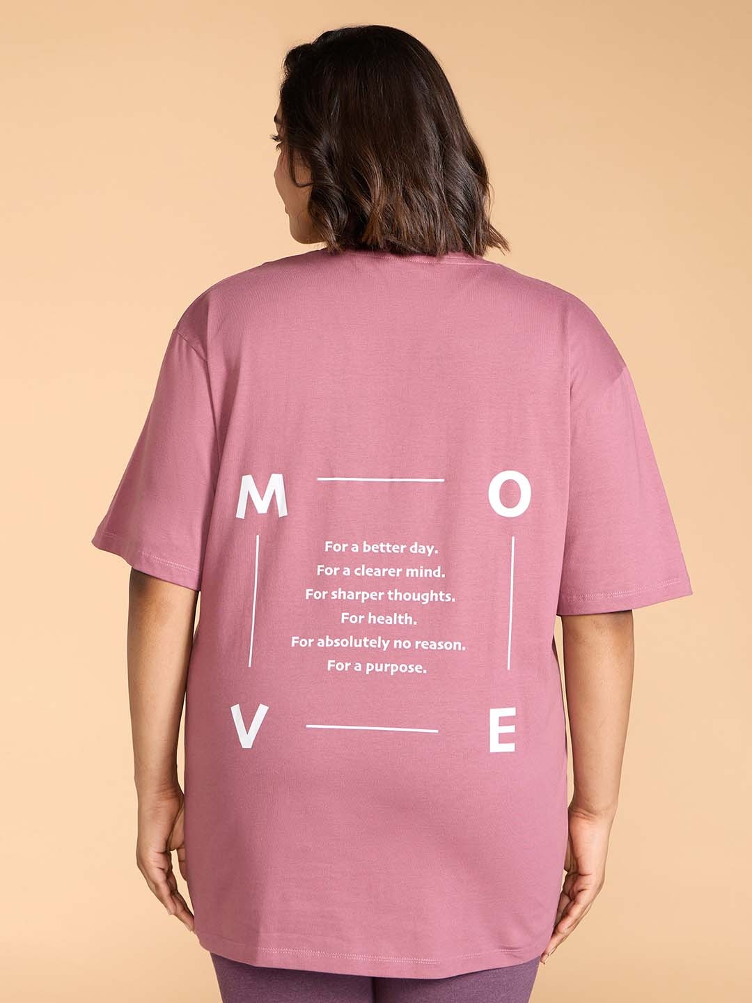 

KICA Typograohy Printed Oversized Cotton T-shirt, Pink
