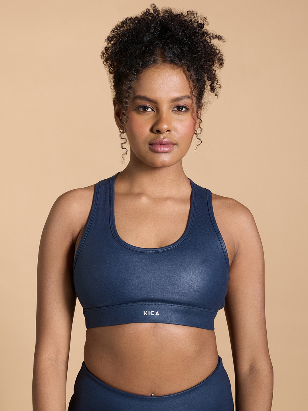 

KICA Evolve Full Coverage Lightly Padded Workout Bra With All Day Comfort, Navy blue