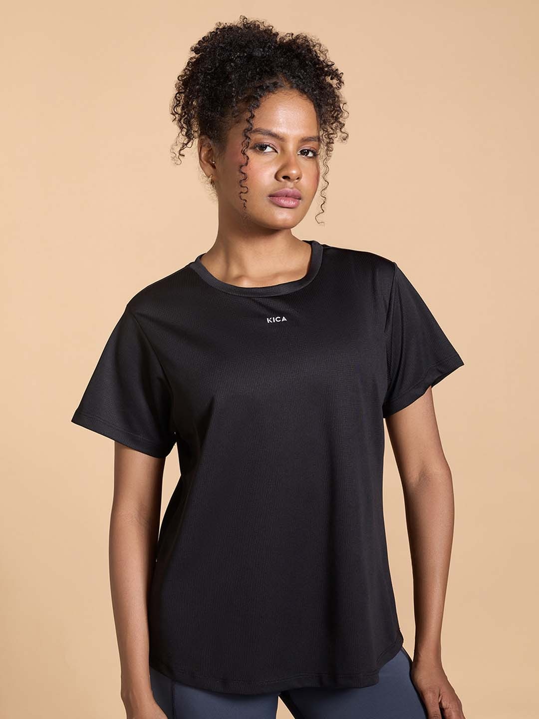 

KICA Round Neck Longline T-shirt, Black