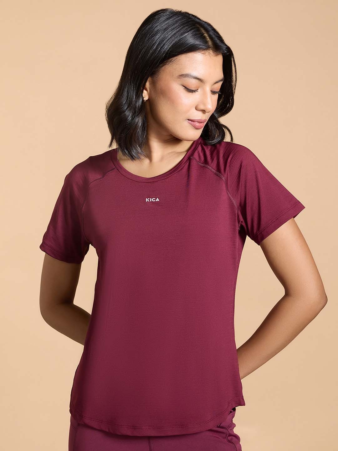 

KICA Half Sleeves Raglan Sleeves Fast-Drying Top, Maroon