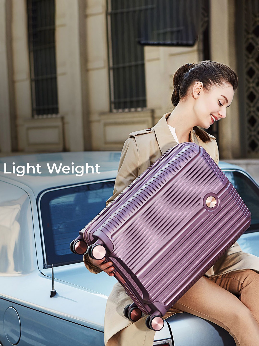

VERAGE Rome Textured Hard-Sided Medium Trolley Suitcase, Purple
