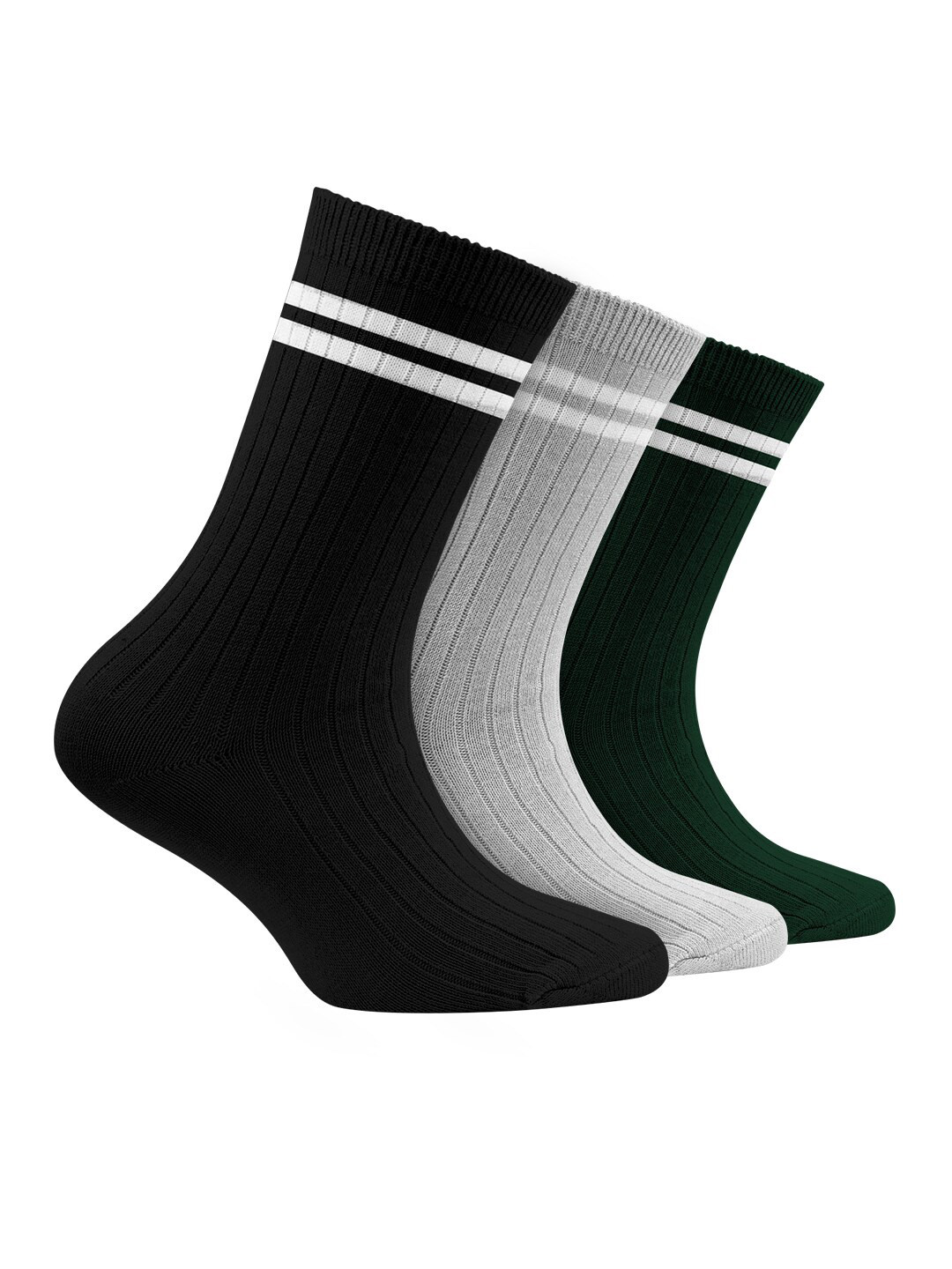 

FOOTPRINT 3 Pairs Infant Kids Patterned Ankle-Length Organic Cotton Socks, Black