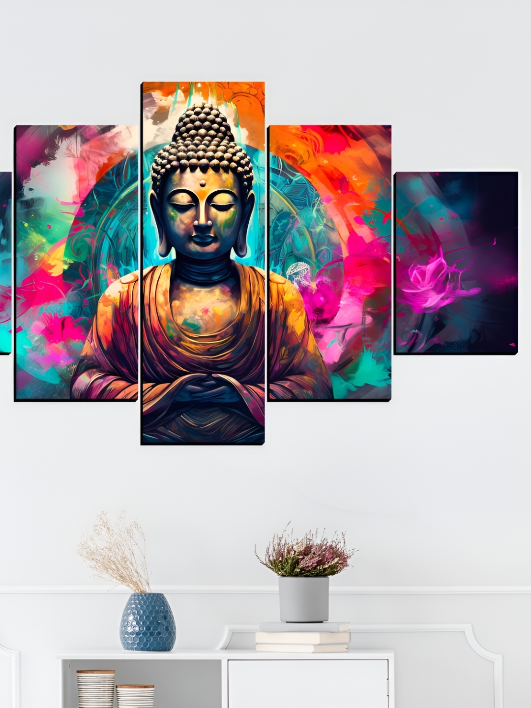 

WALLMAX Brown 5 Pieces Synthetic Wooden Paintings Wall Art