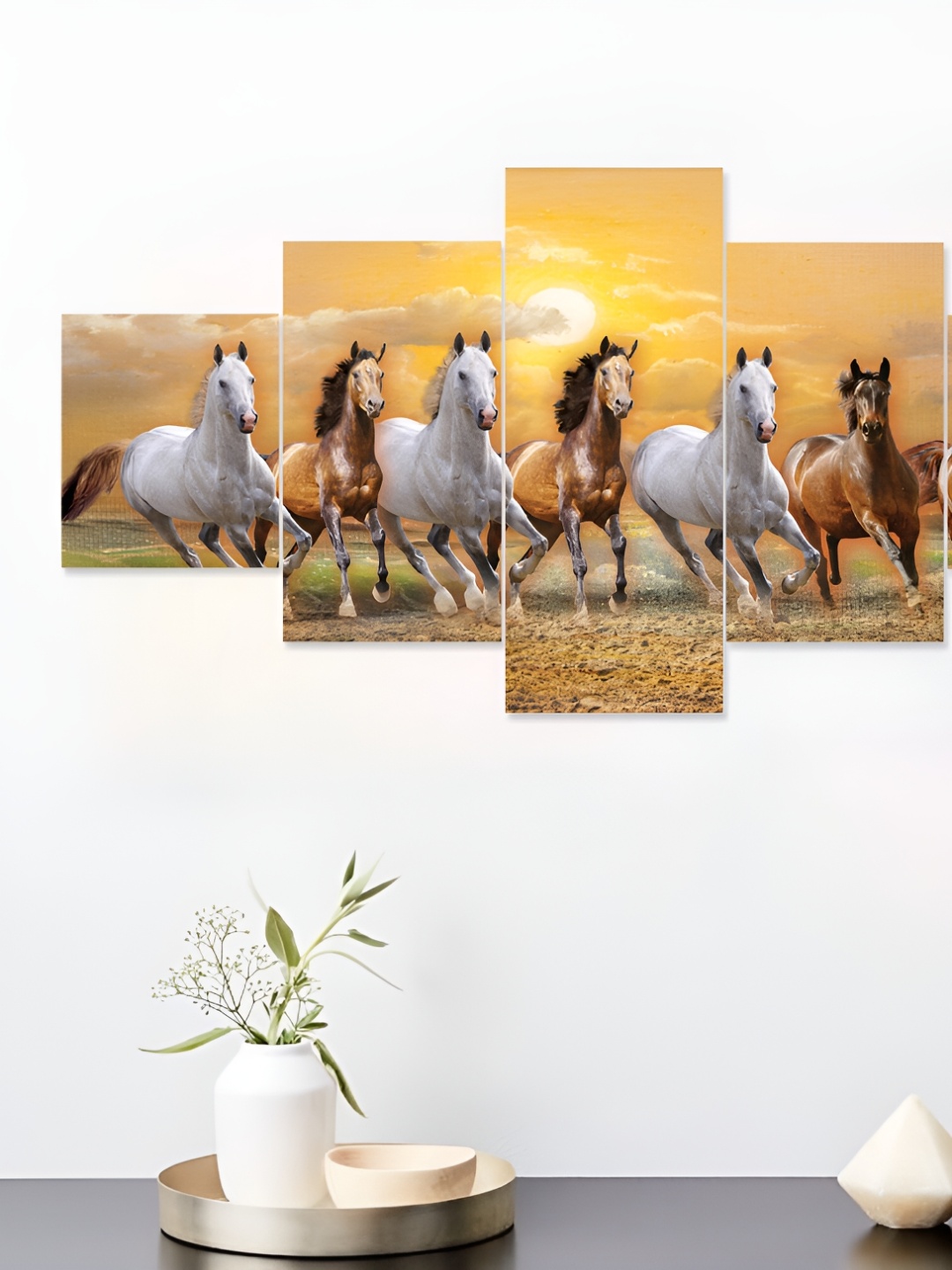 

WALLMAX Brown & White 5 Pieces Birds & Animals Wall Arts