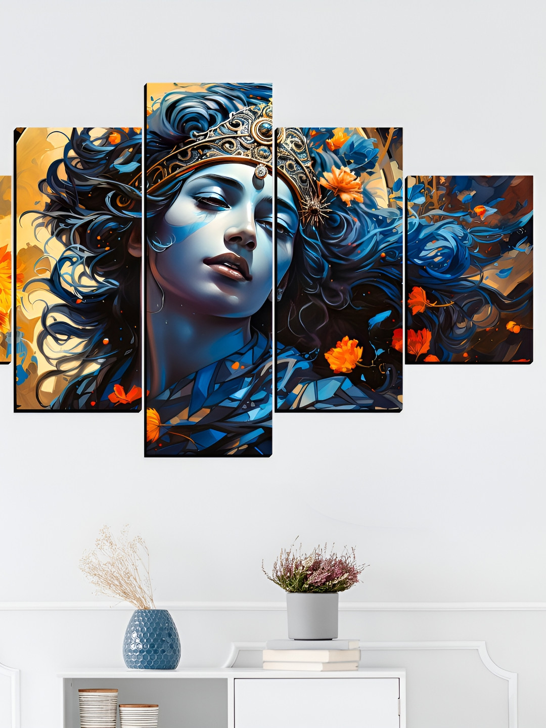 

WALLMAX Blue & Yellow 5 Pieces Religious Wall Arts