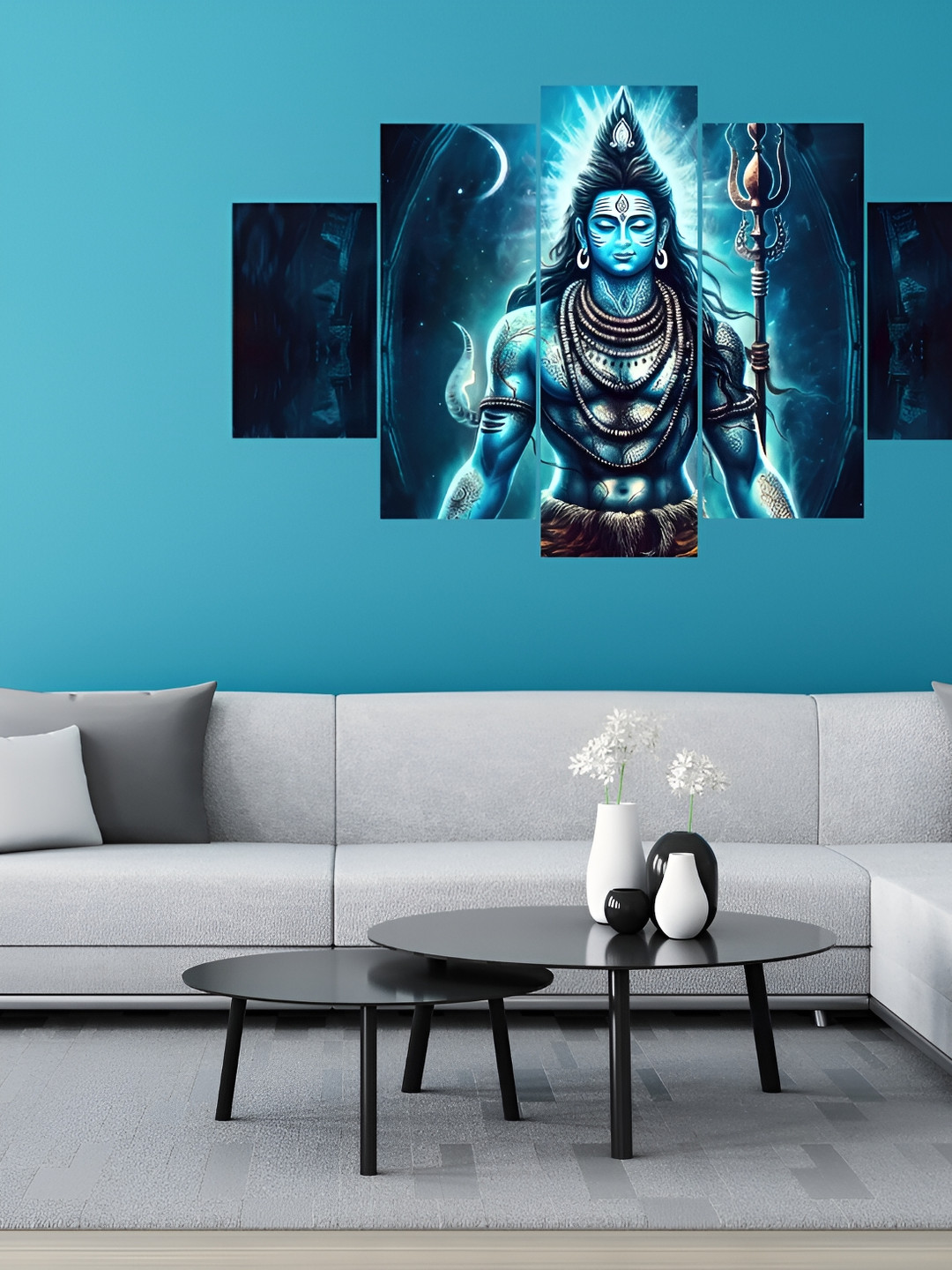 

WALLMAX Blue & Black 5 Pieces Religious Wall Arts