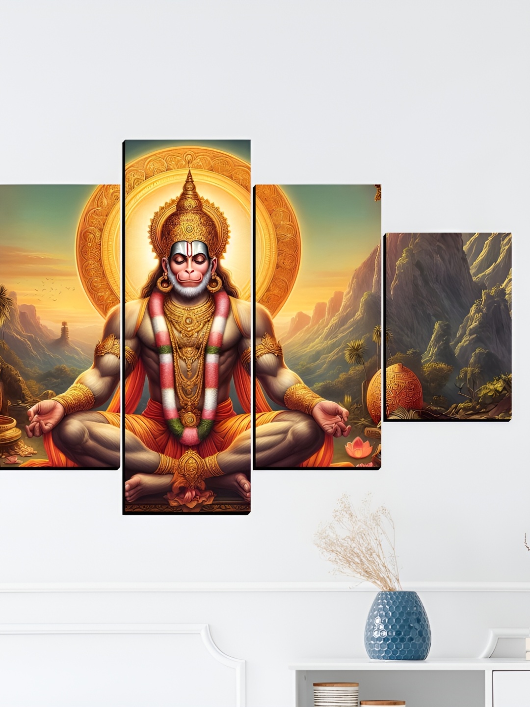 

WALLMAX Yellow 5 Pieces Synthetic Wooden Paintings Wall Art