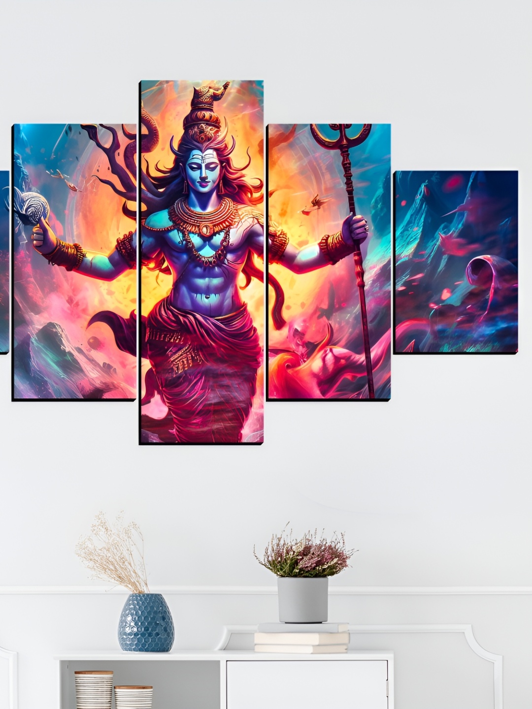 

WALLMAX Red & Blue 5 Pieces Religious Wall Arts