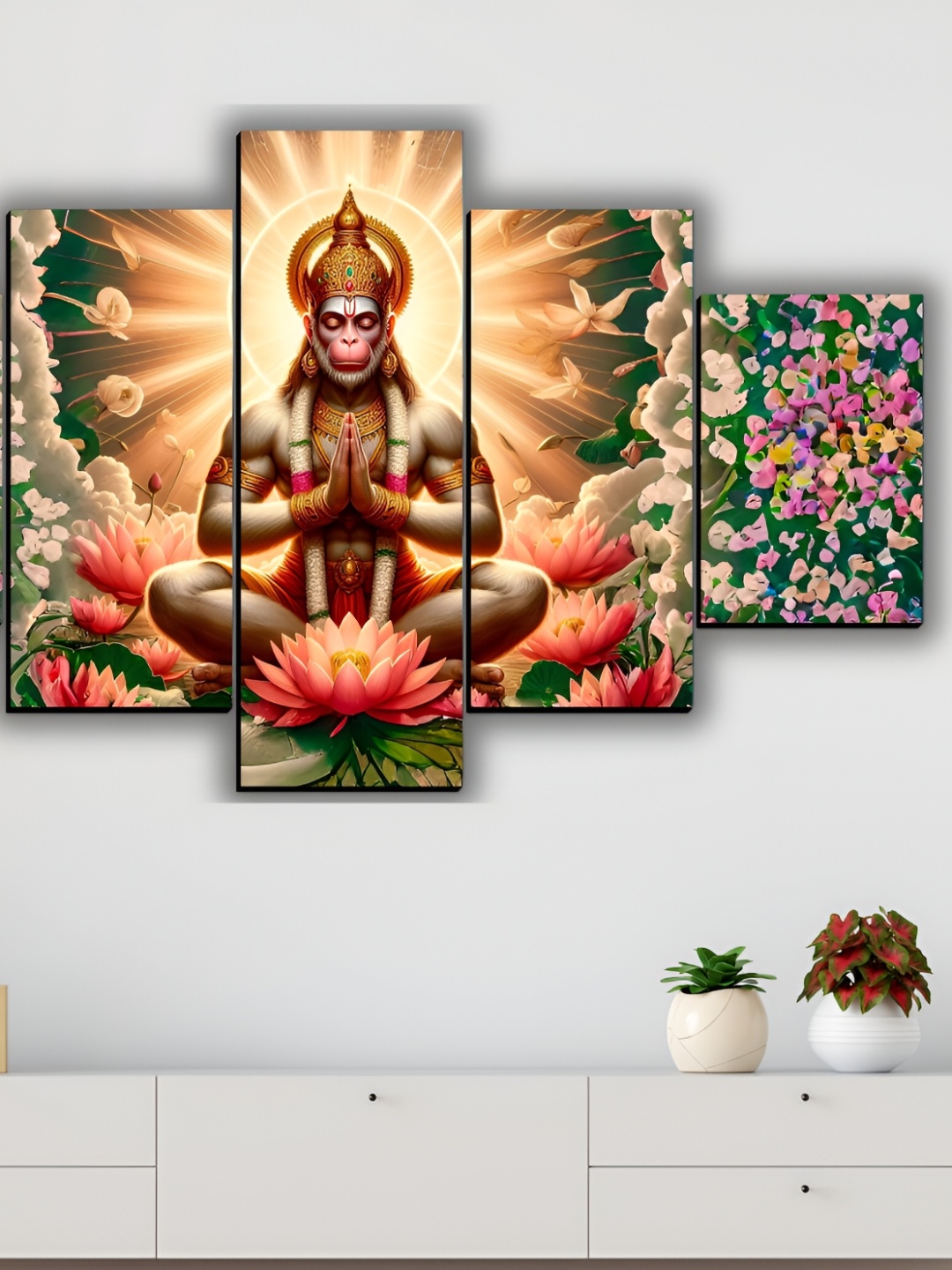 

WALLMAX Beige 5 Pieces Synthetic Wooden Paintings Wall Art