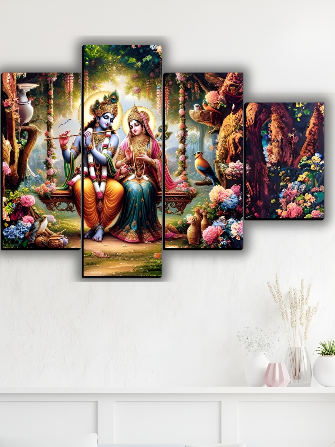 

WALLMAX Blue 5 Pieces Synthetic Wooden Paintings Wall Art