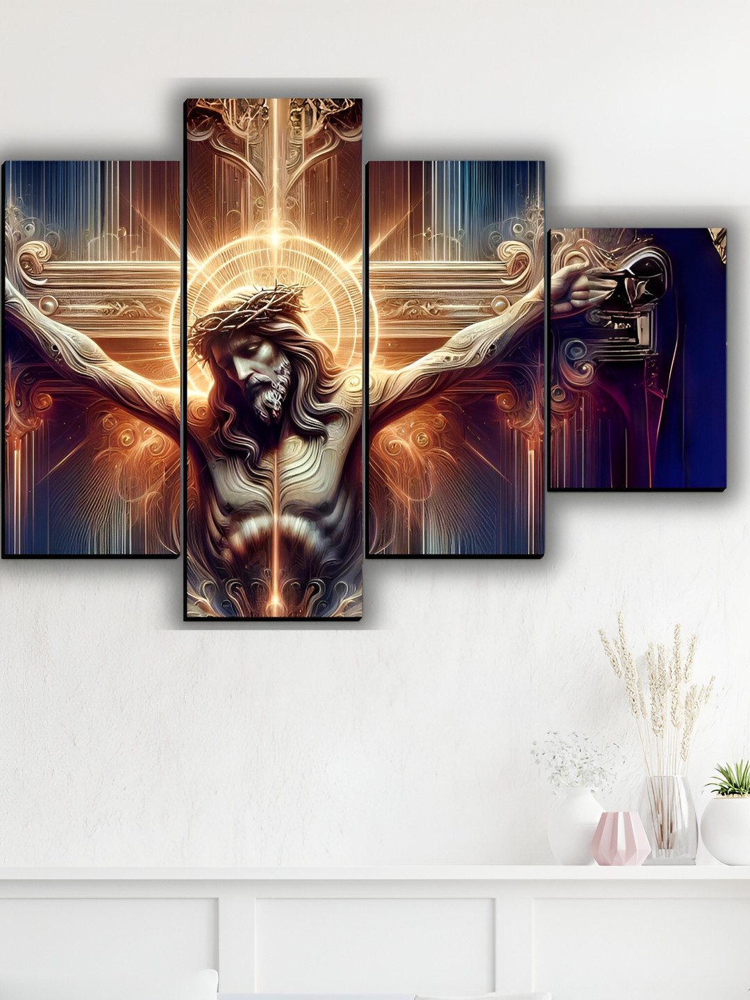 

WALLMAX Grey 5 Pieces Synthetic Wooden Paintings Wall Art