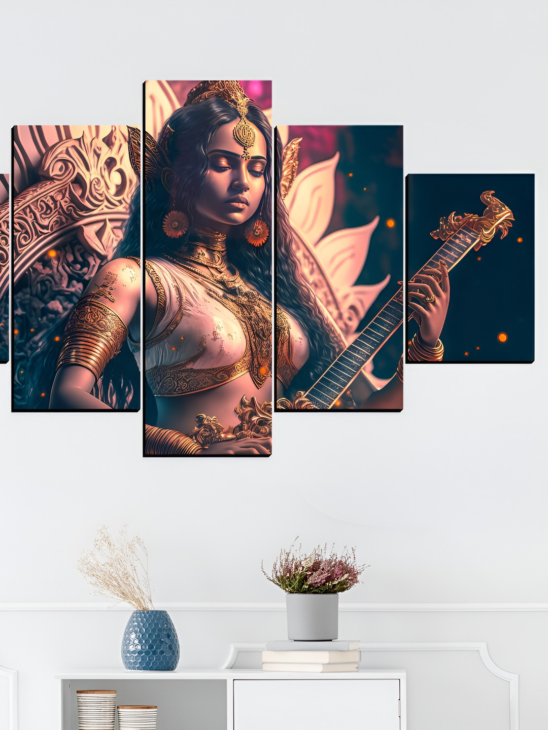 

WALLMAX Brown 5 Pieces Synthetic Wooden Paintings Wall Art