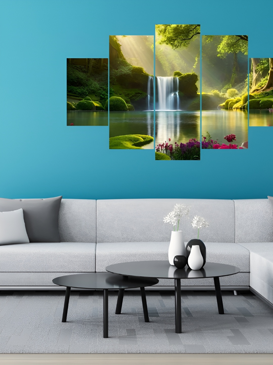 

WALLMAX Green 5 Pieces Synthetic Wooden Paintings Wall Art