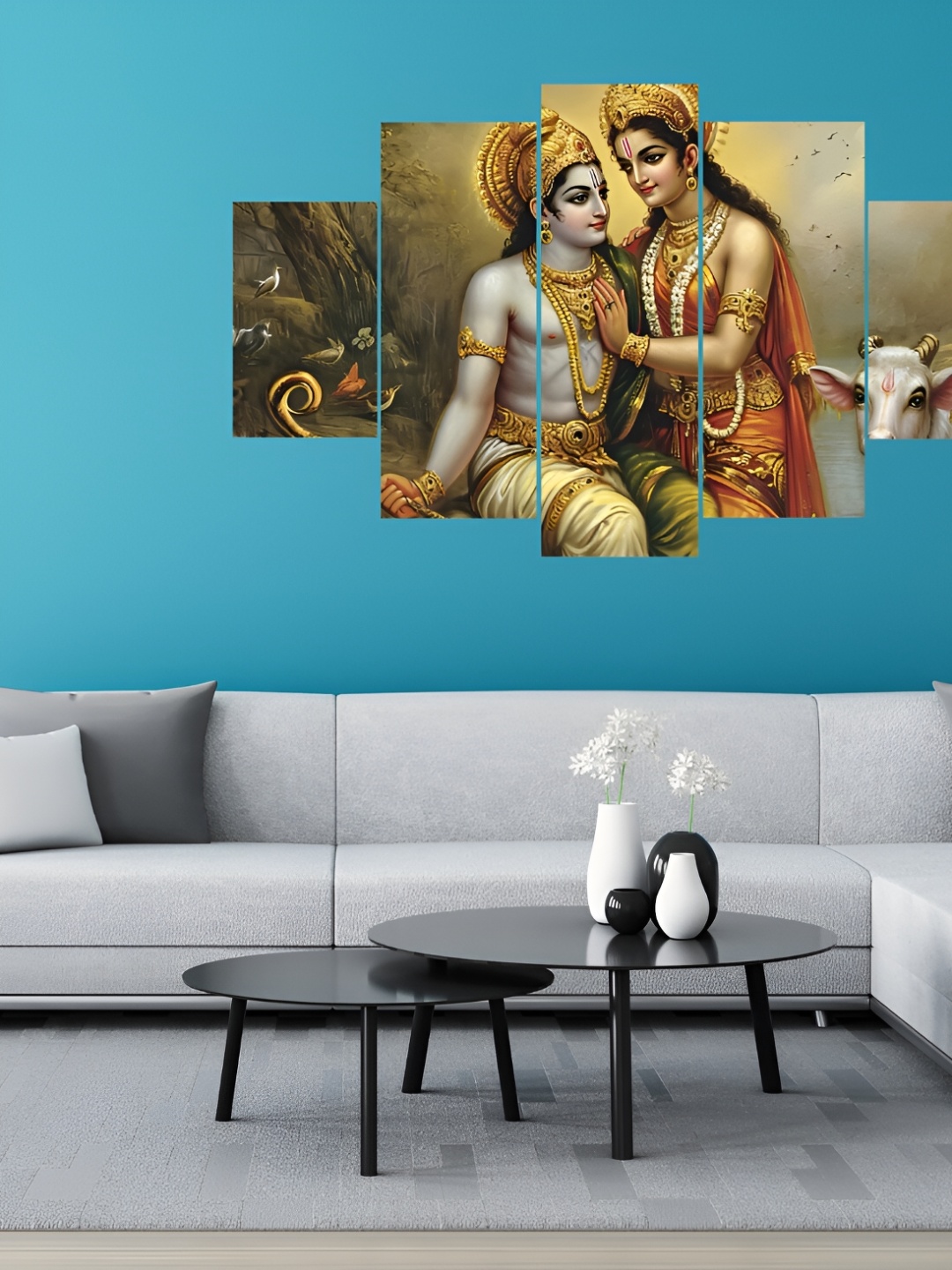 

WALLMAX Grey 5 Pieces Synthetic Wooden Paintings Wall Art