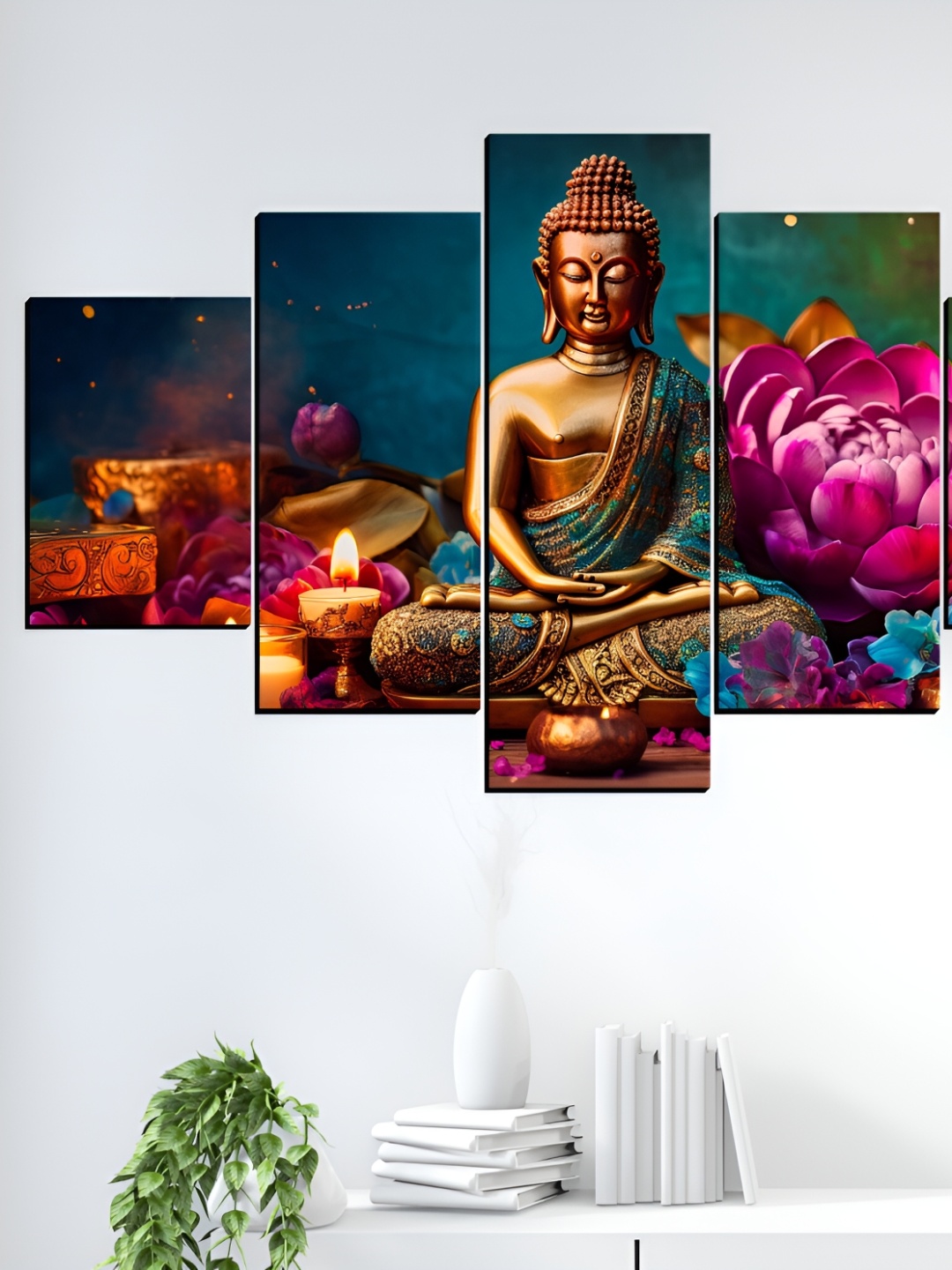 

WALLMAX Brown 5 Pieces Synthetic Wooden Paintings Wall Art