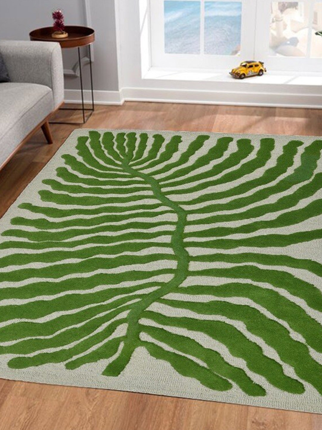 

Art Avenue Green & Cream Geometric Printed Woollen Carpets