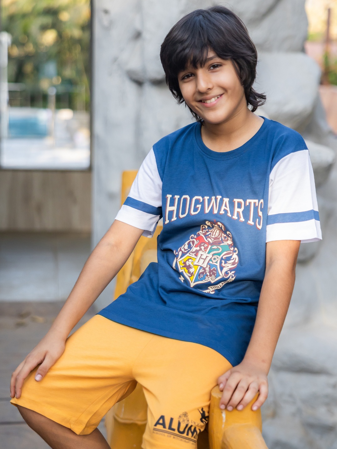 

Nap Chief Kids Harry Potter Printed Pure Cotton T-Shirt With Shorts, Navy blue