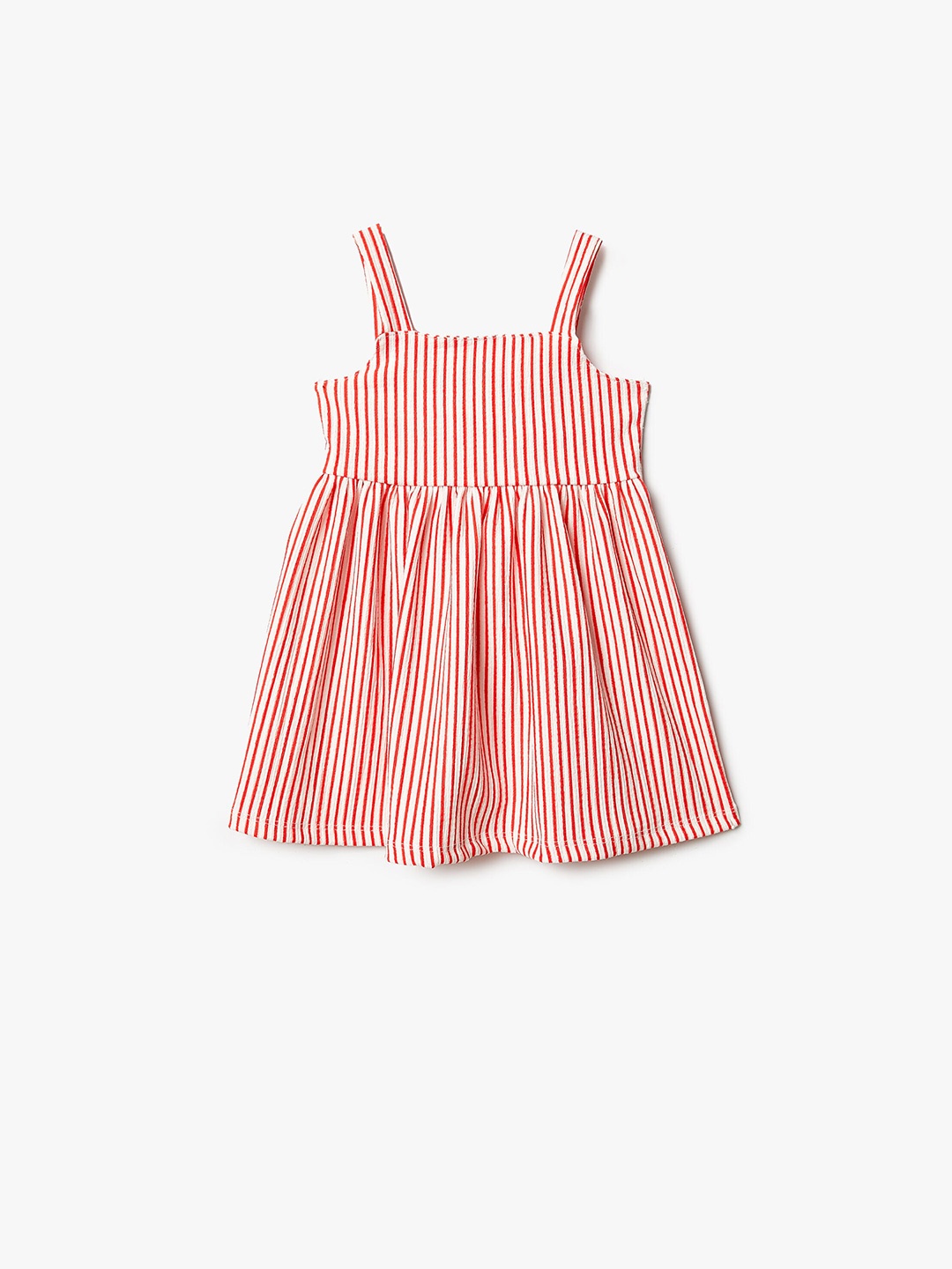 

Koton Girls Striped Printed Square Neck Sleeveless A-Line Dress, Red