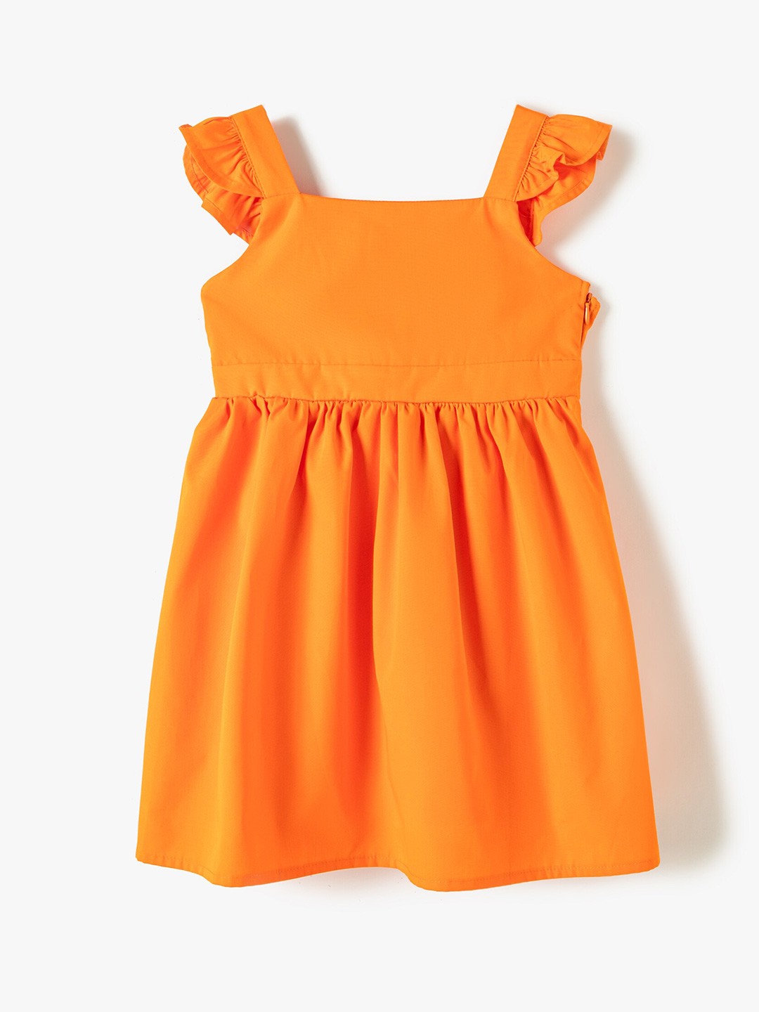 

Koton Girls Square Neck Cotton Flared Fit & Flare Mini Dress, Orange