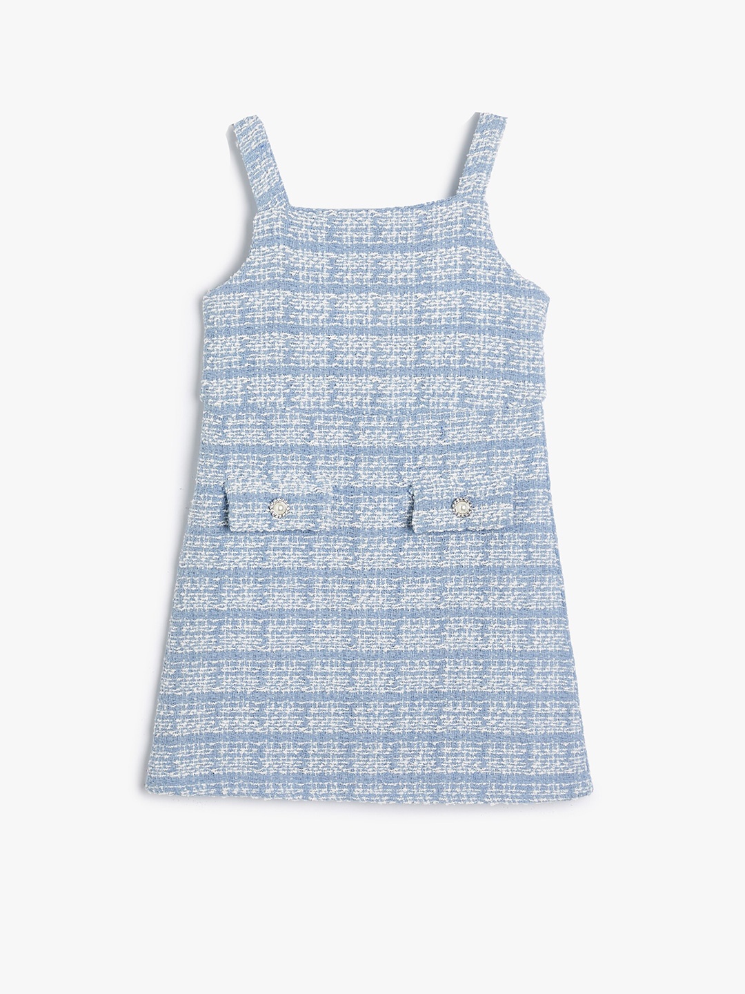

Koton Girls Geometric Printed Square Neck Sleeveless A-Line Dress, Blue