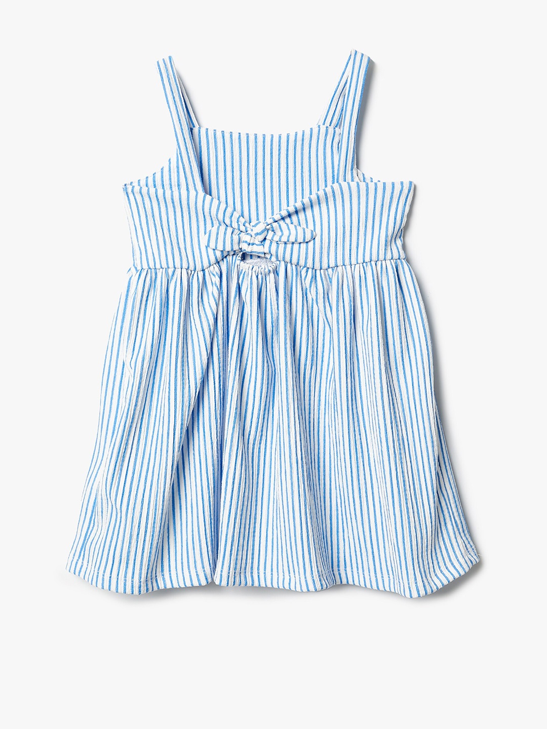

Koton Girls Striped Printed Square Neck Sleeveless A-Line Dress, Blue