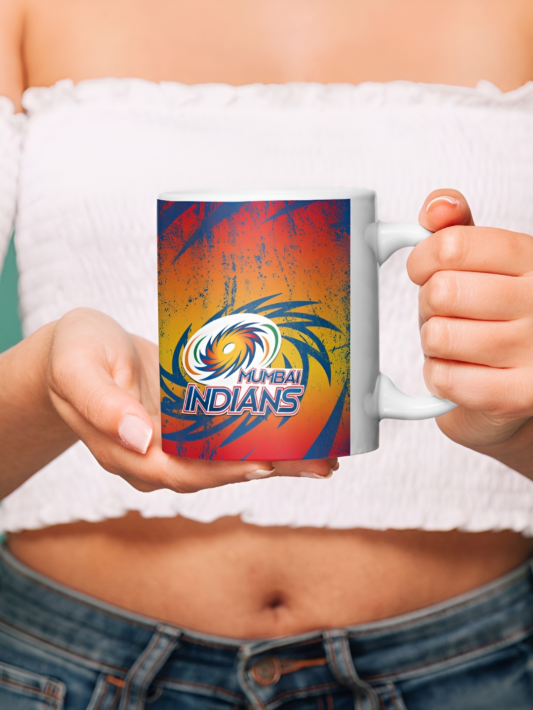 

FanCode Orange & Blue Mumbai Indians Printed Ceramic Glossy Mug