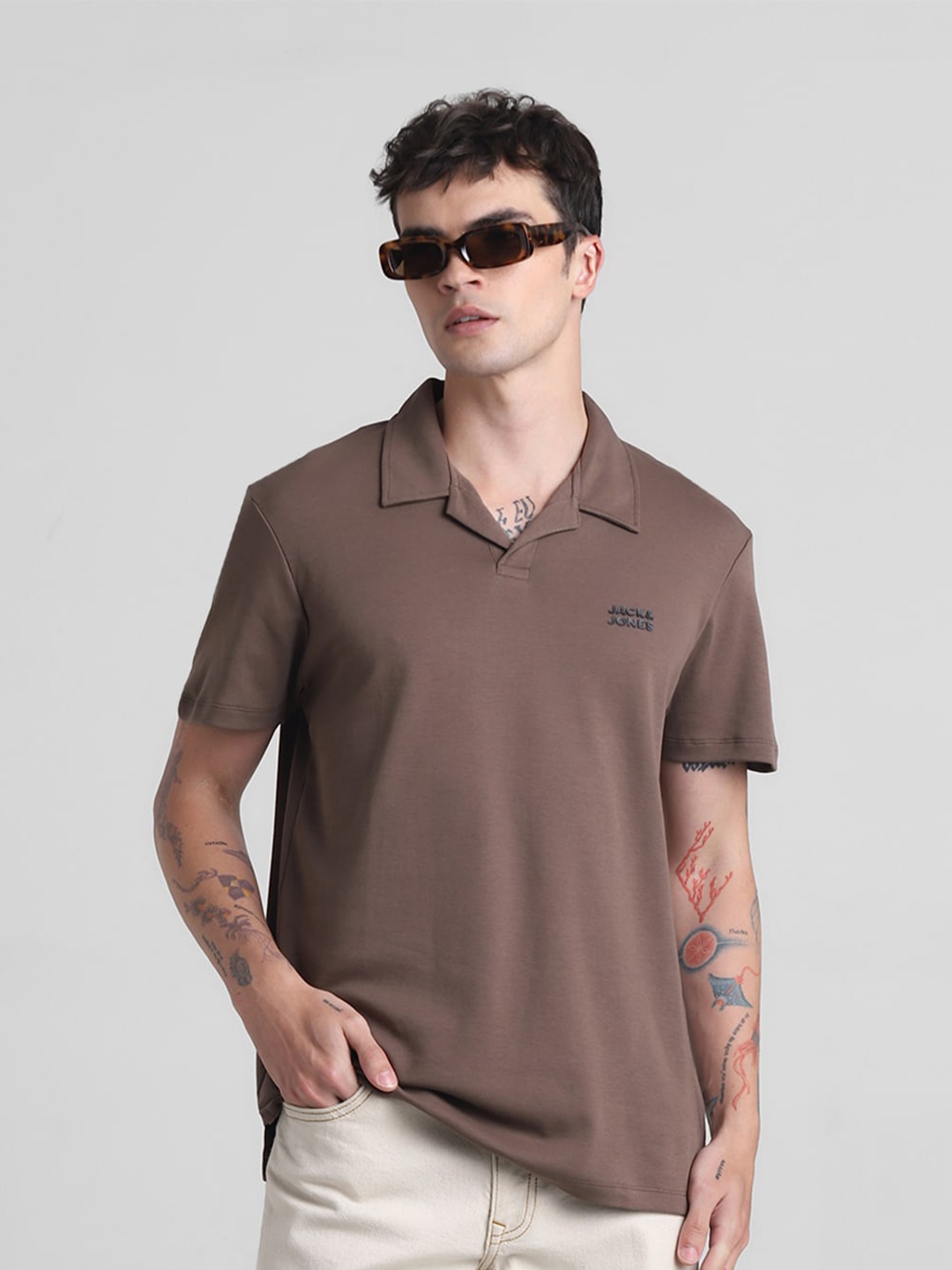 

Jack & Jones Polo Collar Slim Fit Pure Cotton T-shirt, Brown