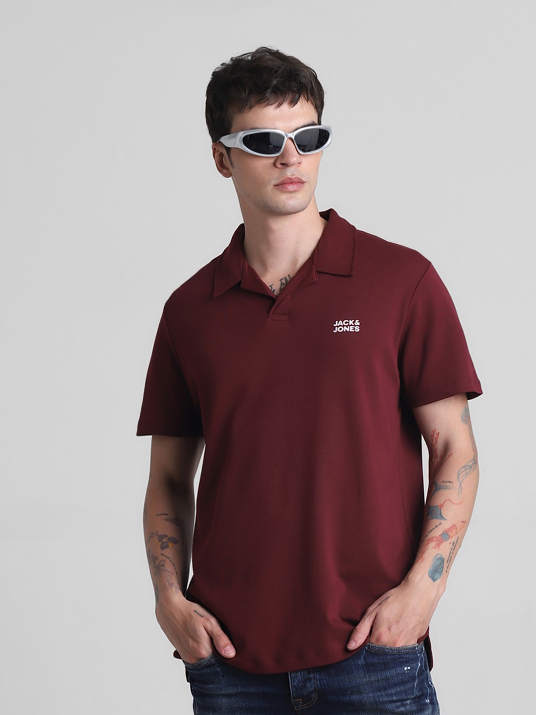 

Jack & Jones Polo Collar Pure Cotton Slim Fit T-shirt, Maroon