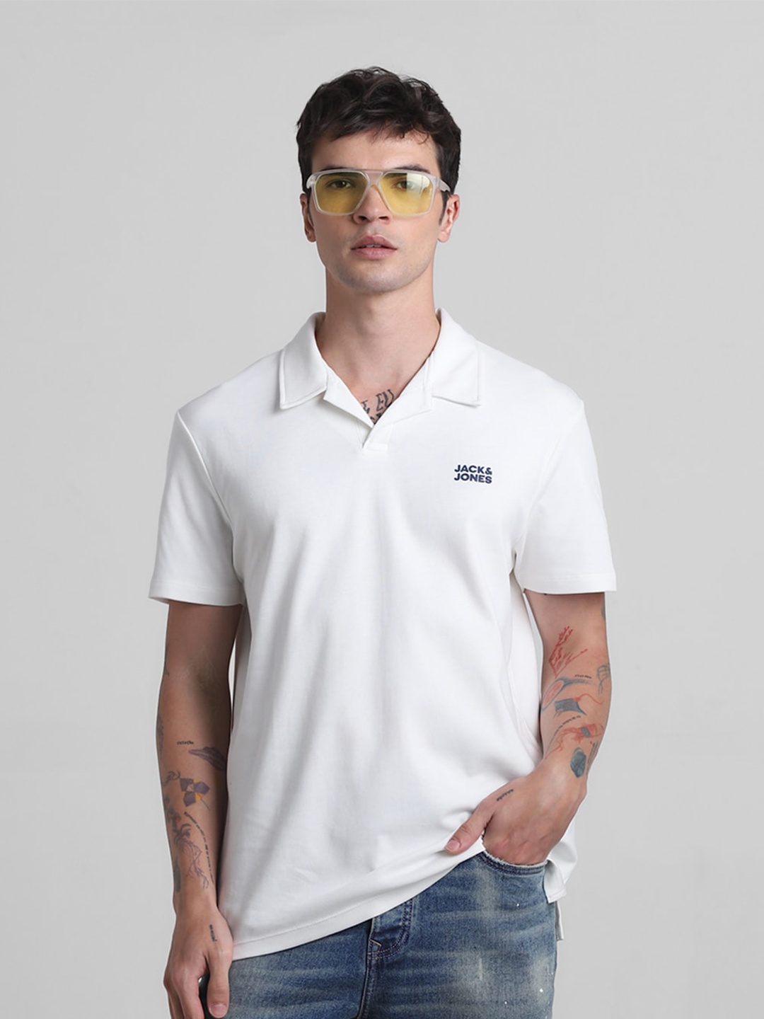 

Jack & Jones Polo Collar Slim Fit Pure Cotton T-shirt, White