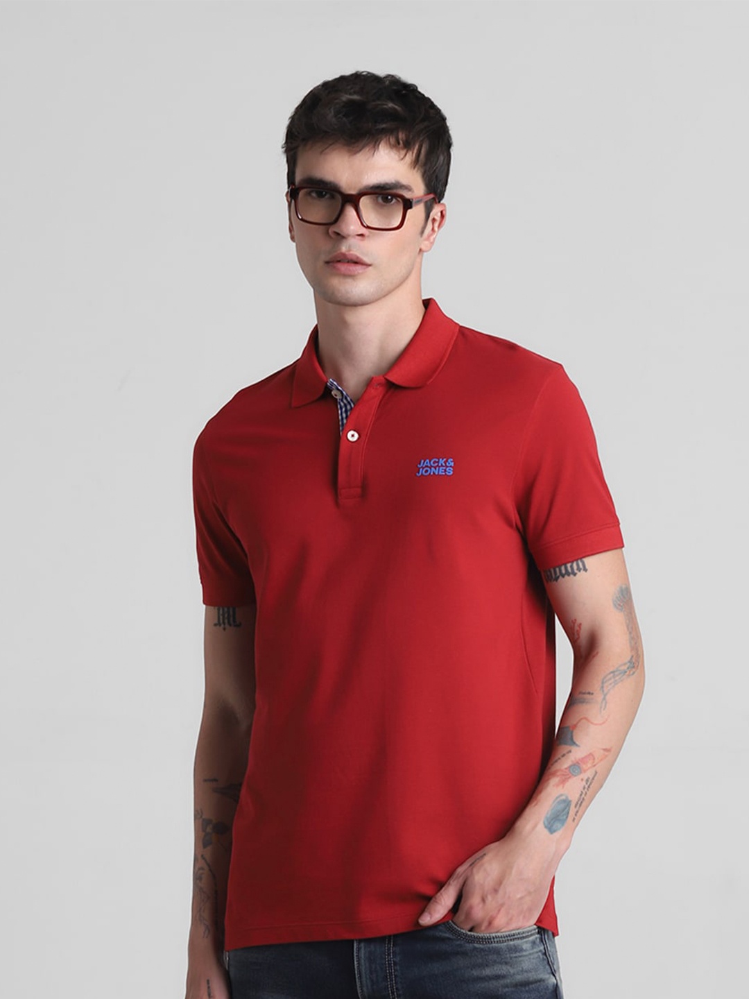 

Jack & Jones Polo Collar Slim Fit Pure Cotton T-shirt, Red