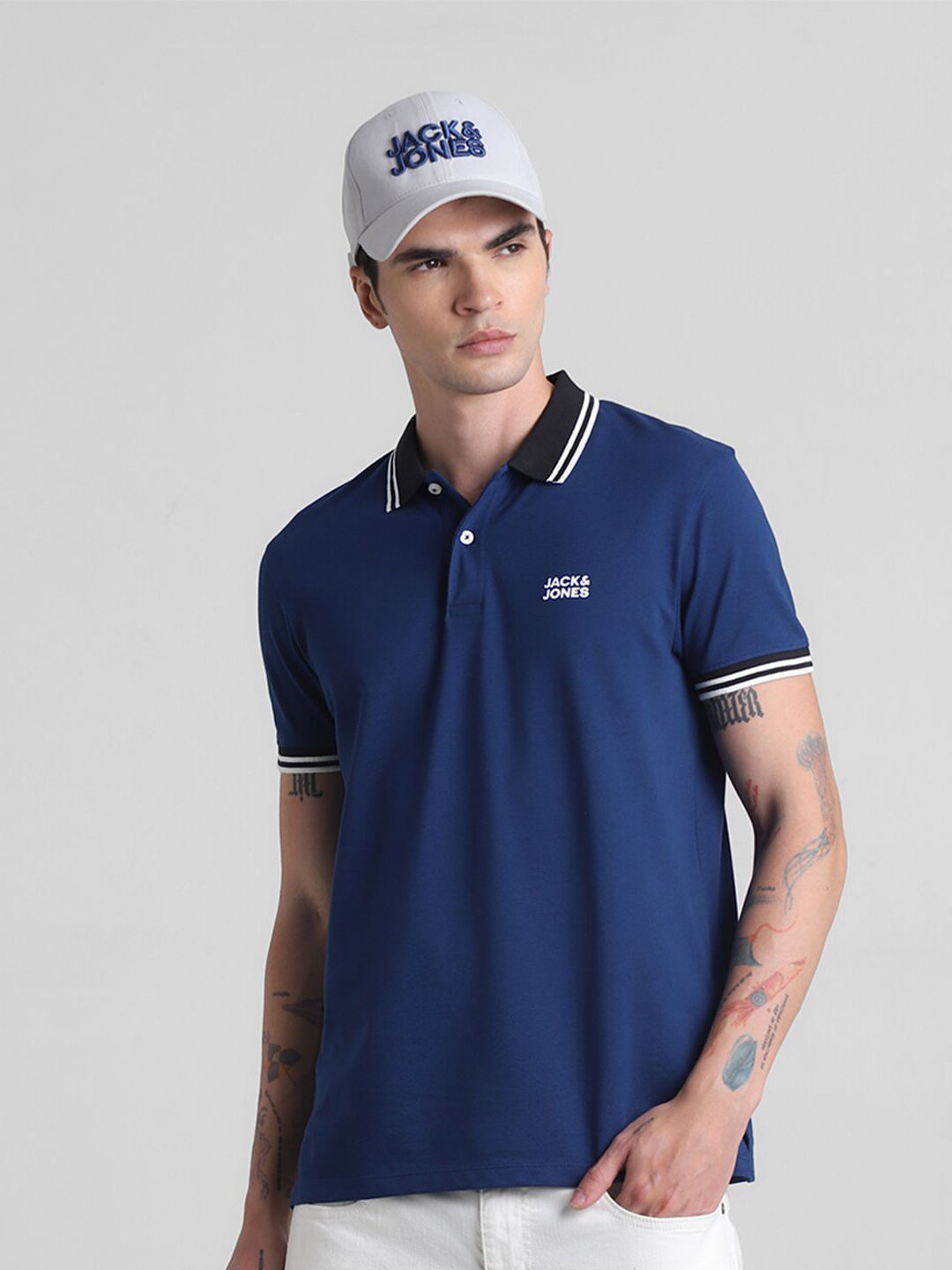 

Jack & Jones Polo Collar Slim Fit Pure Cotton T-shirt, Blue