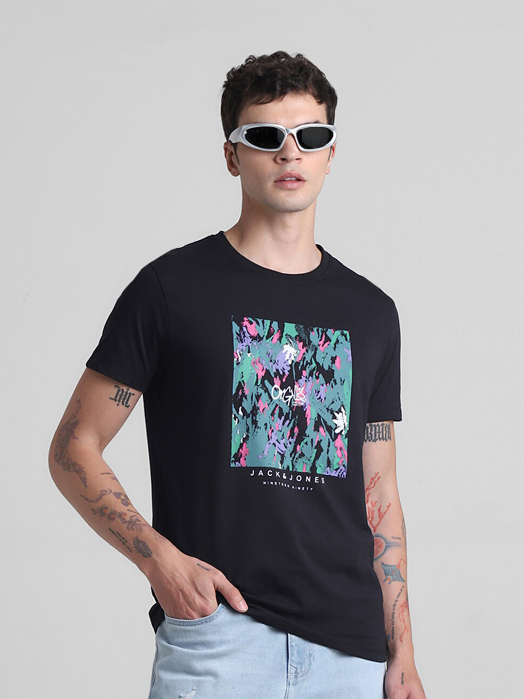

Jack & Jones Printed Pure Cotton T-shirt, Black