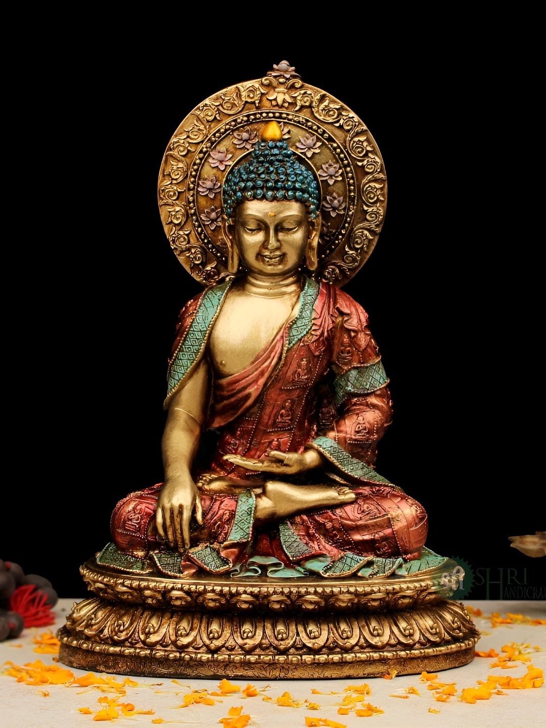 

INDICAST Gold-Toned and Blue Buddha Idol Showpiece