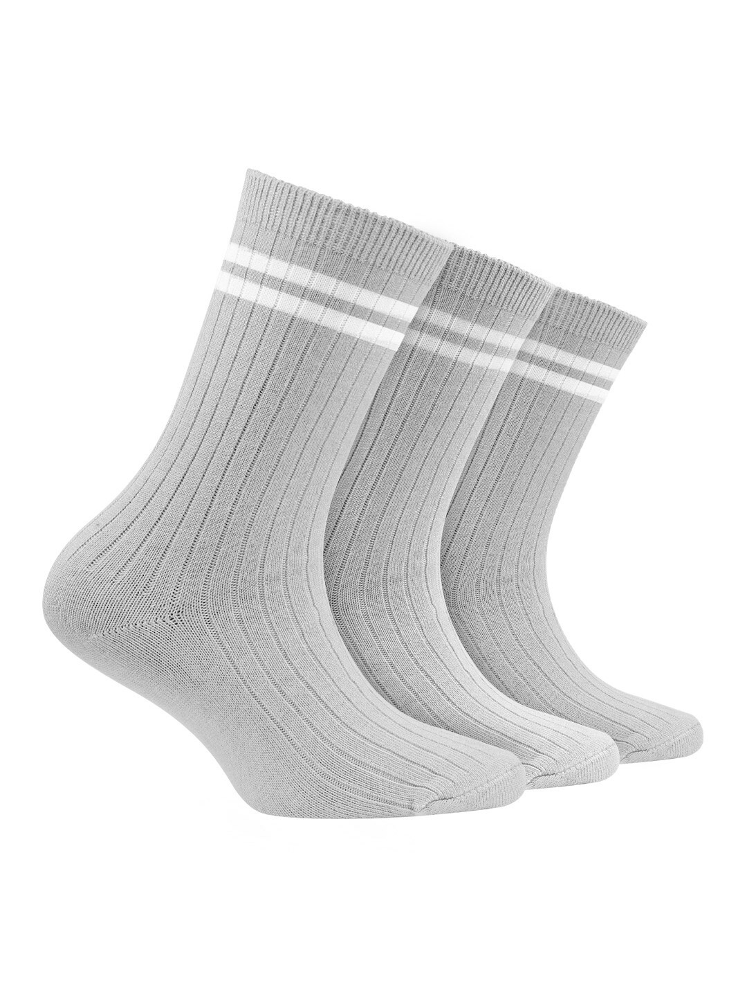 

FOOTPRINT 3 Pairs Infant Kids Patterned Ankle-Length Organic Cotton Socks, Grey