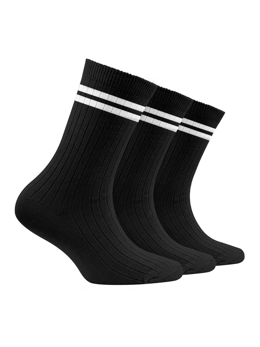 

FOOTPRINT 3 Pairs Infant Kids Patterned Ankle-Length Organic Cotton Socks, Black