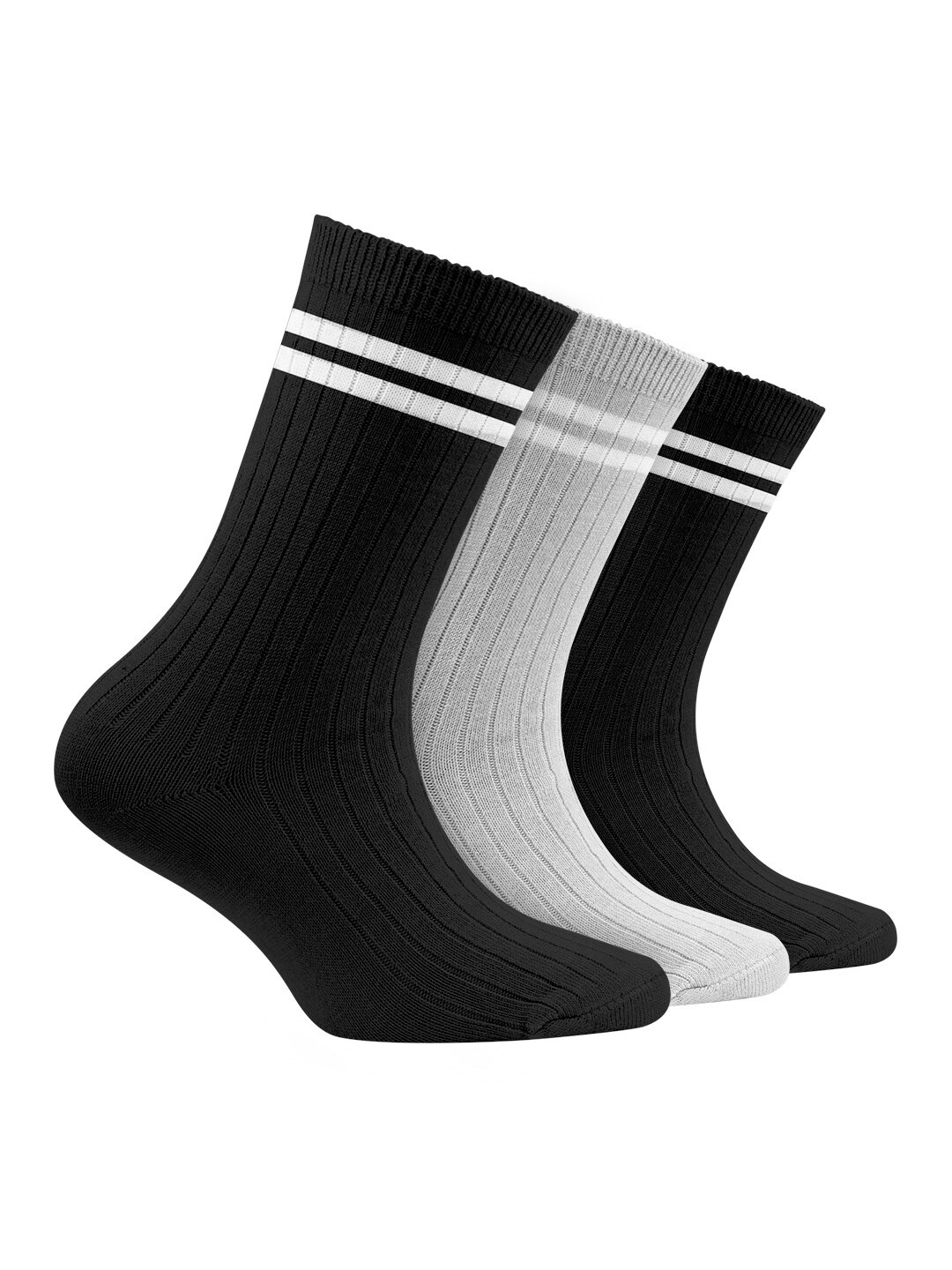 

FOOTPRINTS Kids Pack Of 3 Odour Free Organic Cotton Bamboo Ribbed Above Ankle Length Socks, Black