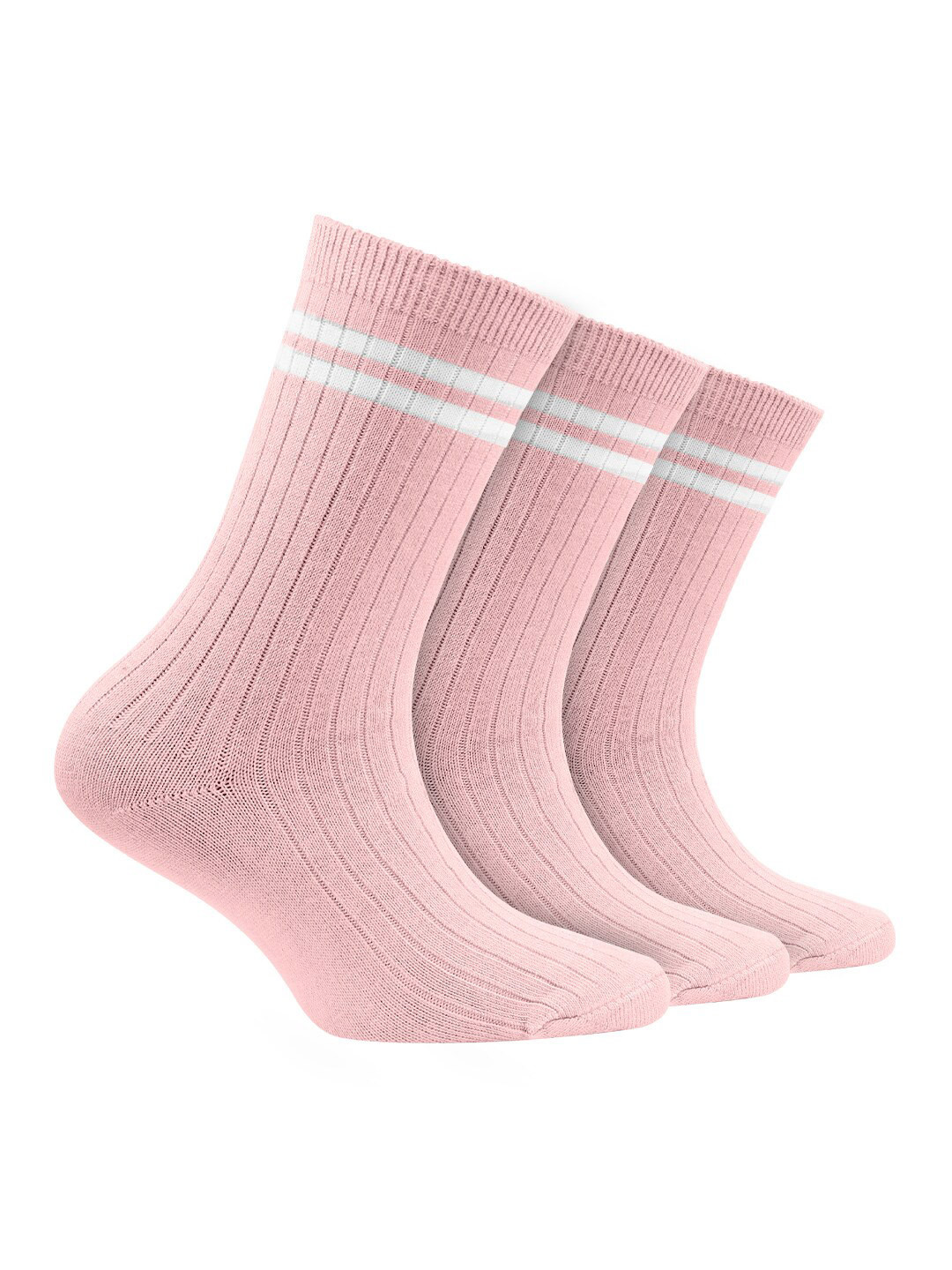 

FOOTPRINT 3 Pairs Infant Kids Patterned Ankle-Length Organic Cotton Socks, Pink