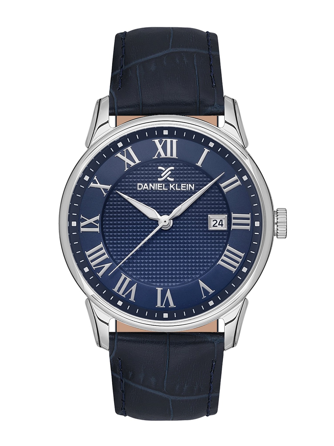 

Daniel Klein Men Round Shaped Dial & Leather Textured Straps Analogue Watch DK.1.13652-3, Navy blue