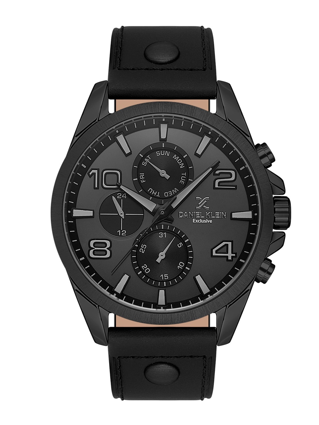 

Daniel Klein Exclusive Men Patterned Dial & Leather Straps Analogue Watch DK.1.13640-5, Black