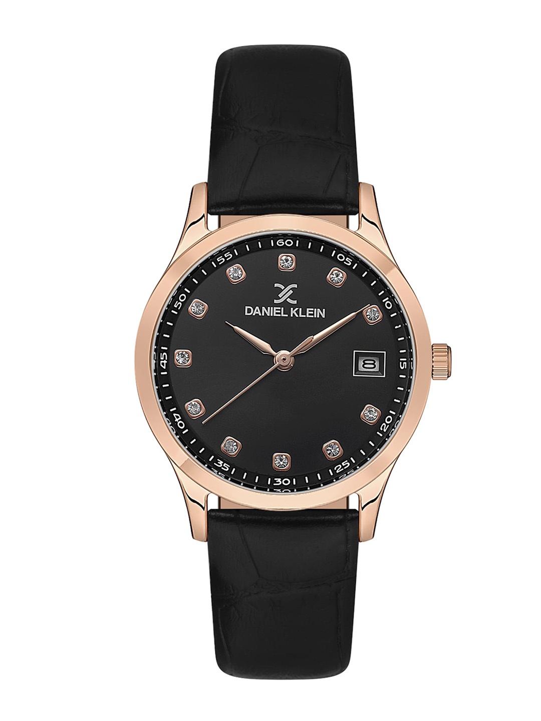 

Daniel Klein Women Premium Embellished Leather Straps Analogue Watch DK.1.13595-6, Black