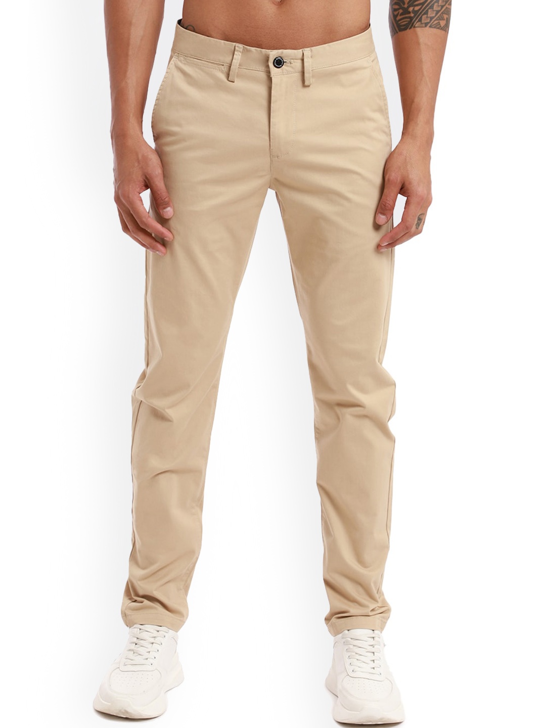 

Banana Club Men Mid-Rise Slim Fit Cotton Chinos Trousers, Tan