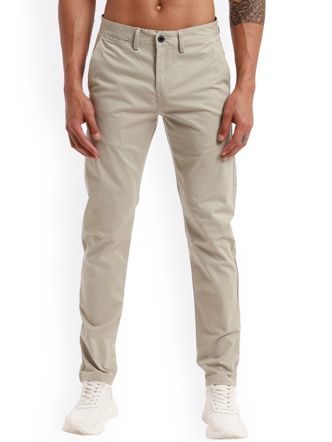 

Banana Club Men Mid-Rise Cotton Slim Fit Chinos Trousers, Khaki