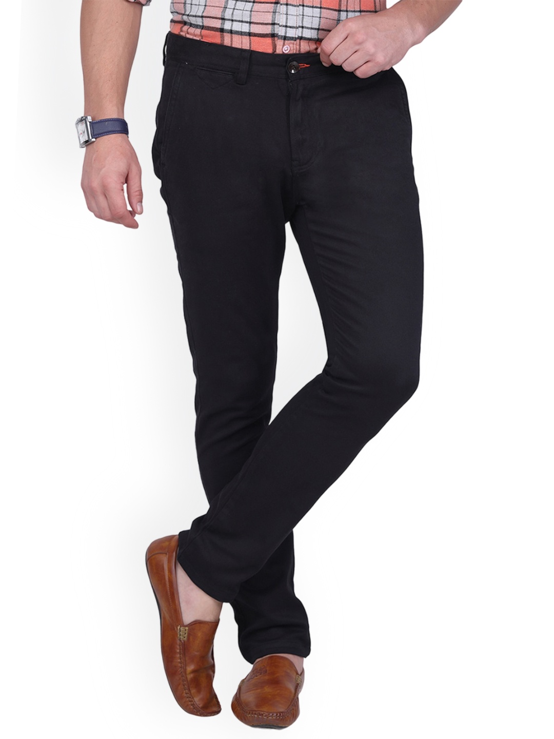 

USMC Men Comfort Slim Fit Easy Wash Trousers, Black