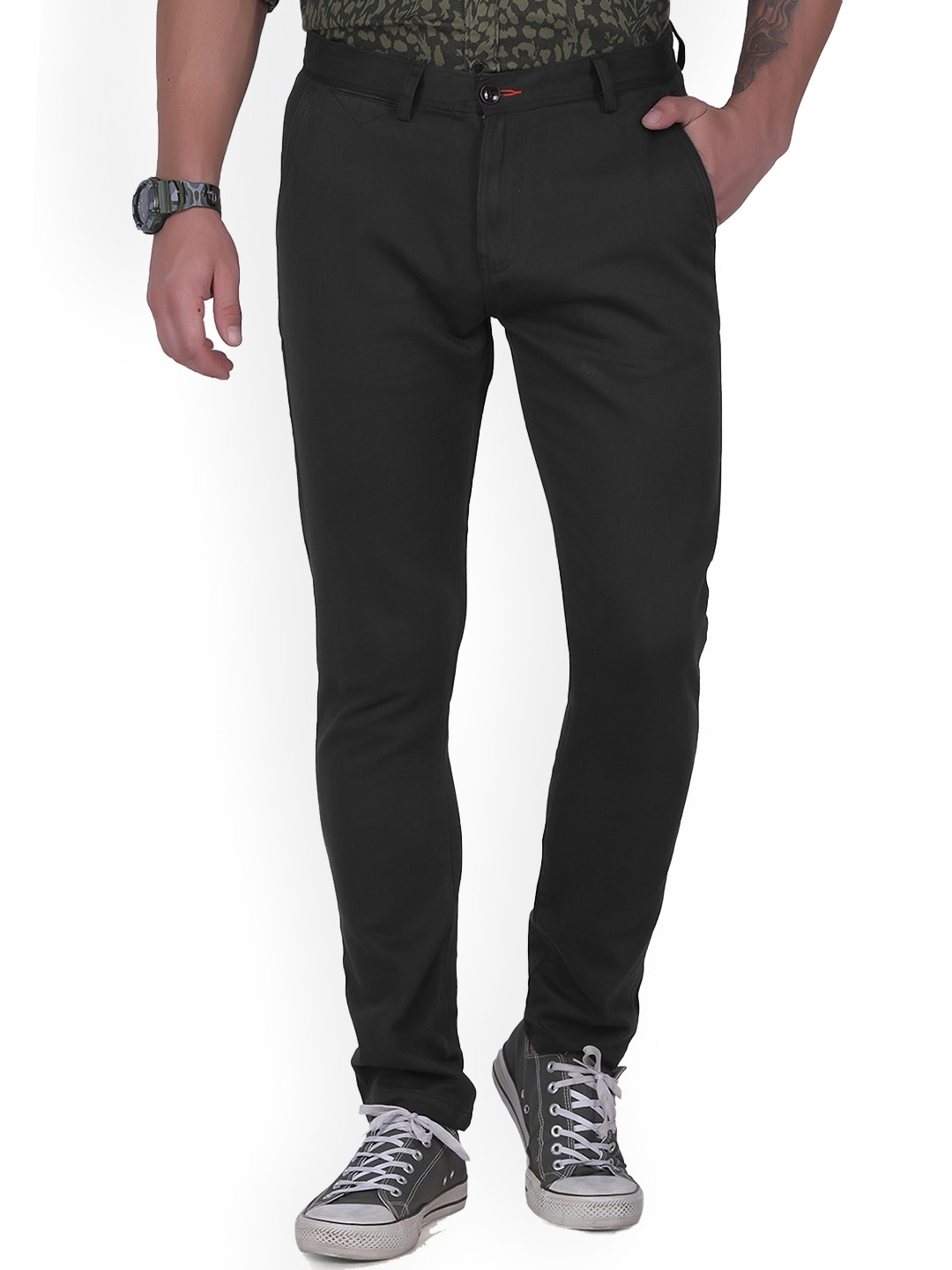 

USMC Men Comfort Slim Fit Easy Wash Trousers, Brown