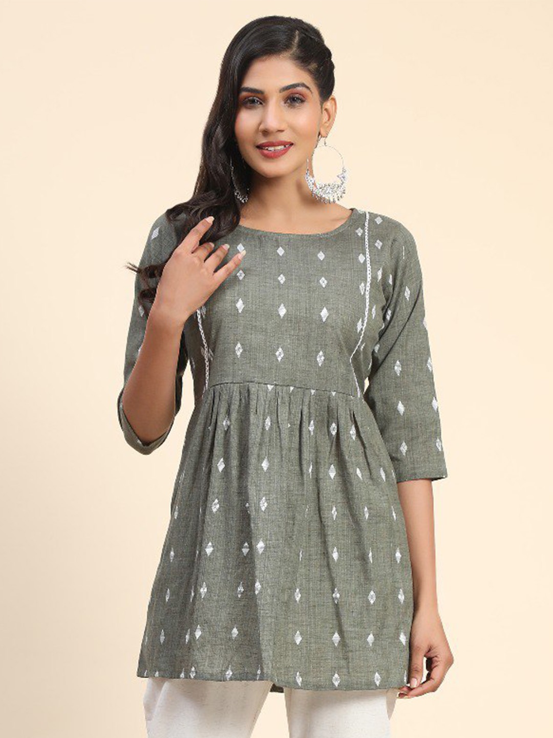 

BAESD Woven Design Cotton Tunic, Grey