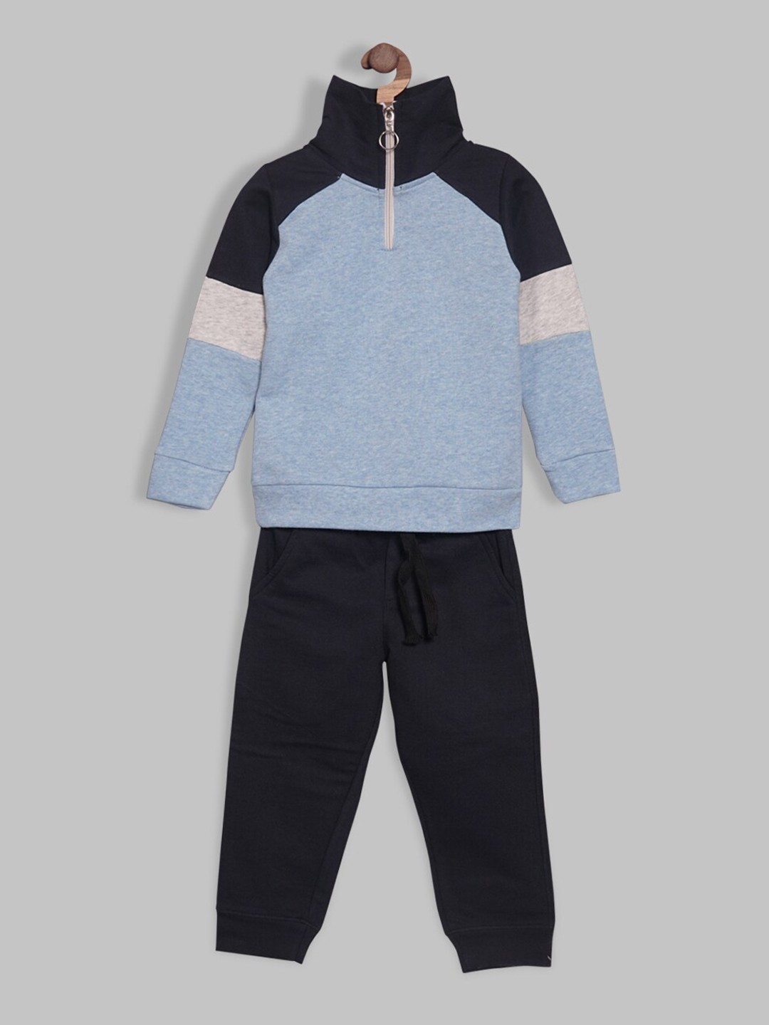 

BAESD Boys Colourblocked Cotton Sweatshirt & Joggers, Blue