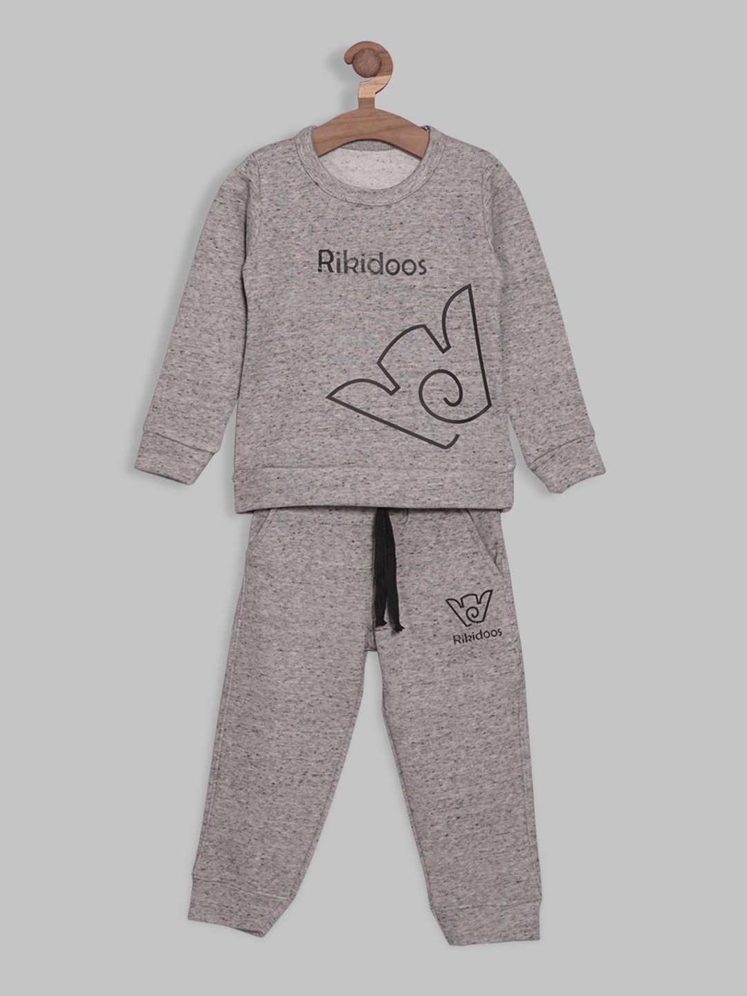 

BAESD Boys Printed Cotton Full Sleeves Sweatshirt & Jogger Tracksuits, Grey