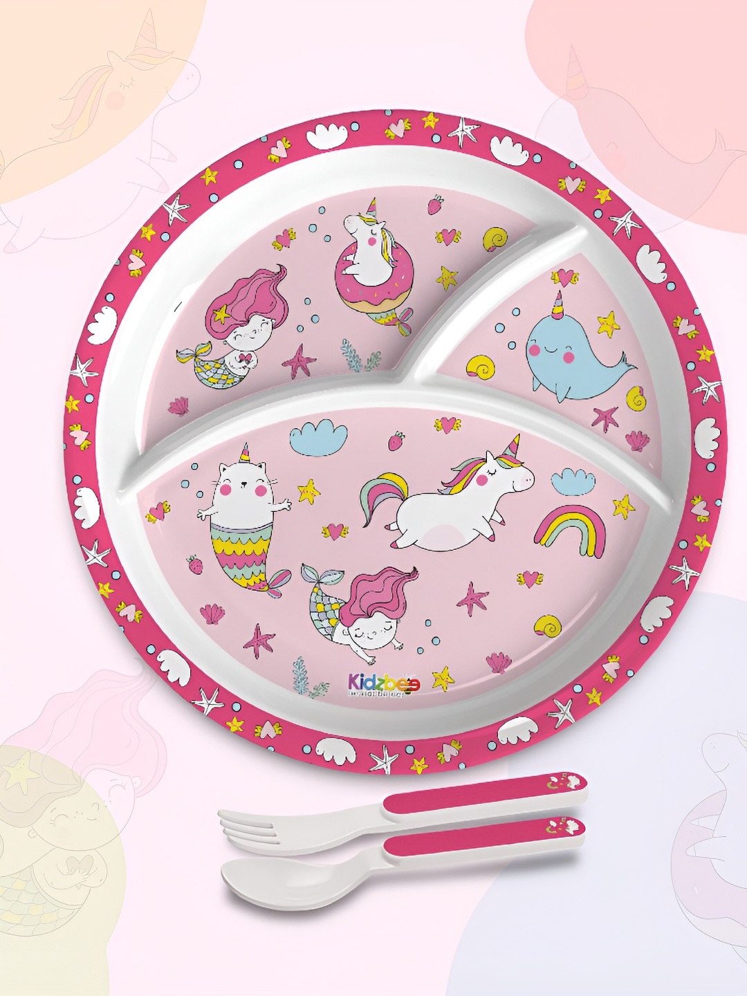 

Cello Kidzbee Set of 3 BPA Free Trioplate Pink Parade Melamine Meal Set