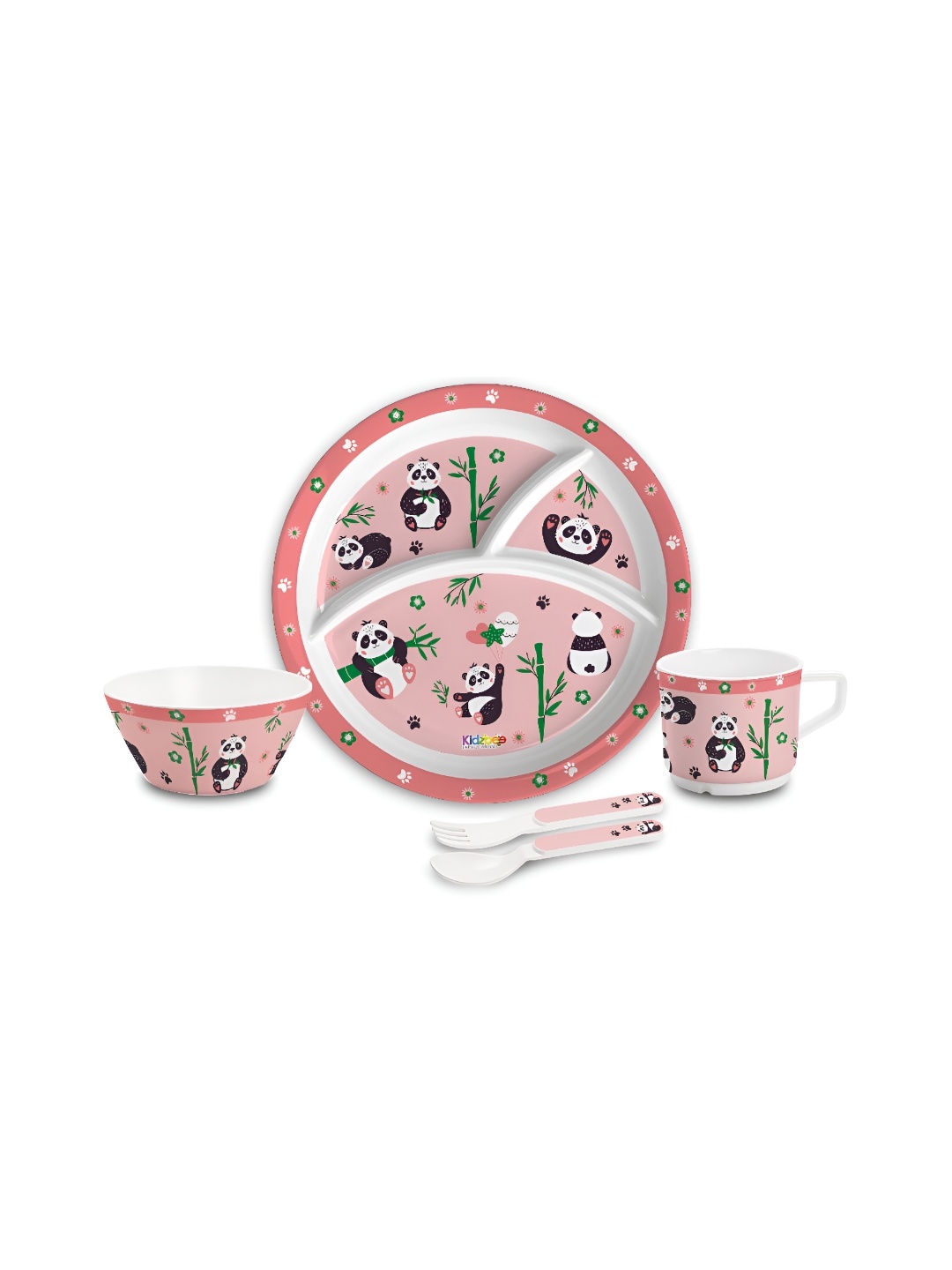 

Cello Kidzbee Set of 5 BPA Free Bamboo Buddies Trioplate Melamine Meal Set, Pink