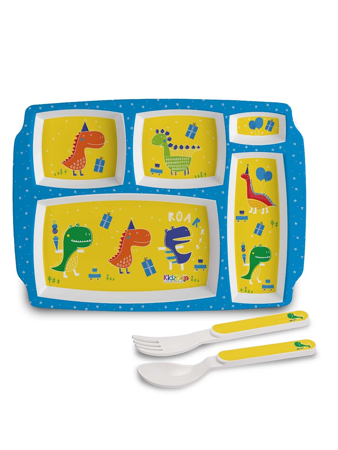 

Cello Kidzbee Set of 3 BPA Free Pentameal Dino Party Melamine Meal Set, Yellow
